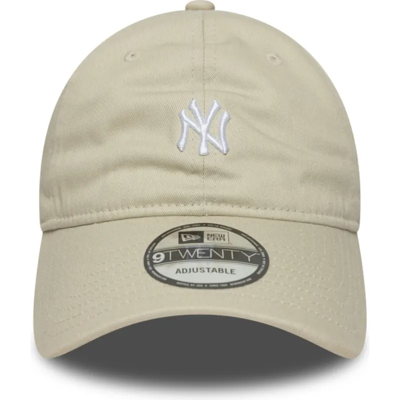 buet-beige-justerbar-kasket-9twenty-mini-logo-fra-new-york-yankees-mlb-fra-new-era