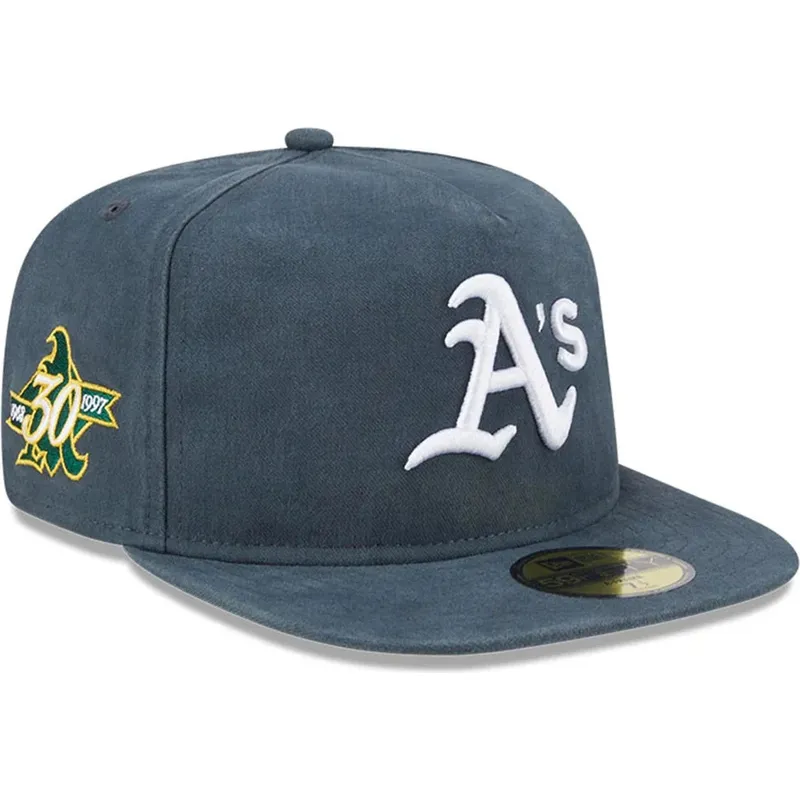 gron-fitted-59fifty-a-frame-championship-side-flag-flad-kasket-fra-oakland-athletics-mlb-af-new-era