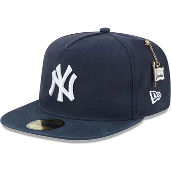 Flad marineblå tilpasset 59FIFTY A Frame Championship Side Flag kasket fra New York Yankees MLB af New Era