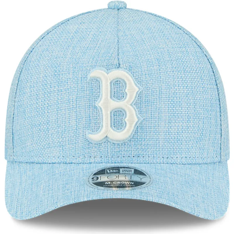 lysebla-snapback-kasket-med-buet-skygge-9forty-m-crown-a-frame-cotton-weave-fra-boston-red-sox-mlb-fra-new-era