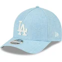 lysebla-snapback-kasket-med-buet-skygge-9forty-m-crown-a-frame-cotton-weave-fra-los-angeles-dodgers-mlb-fra-new-era