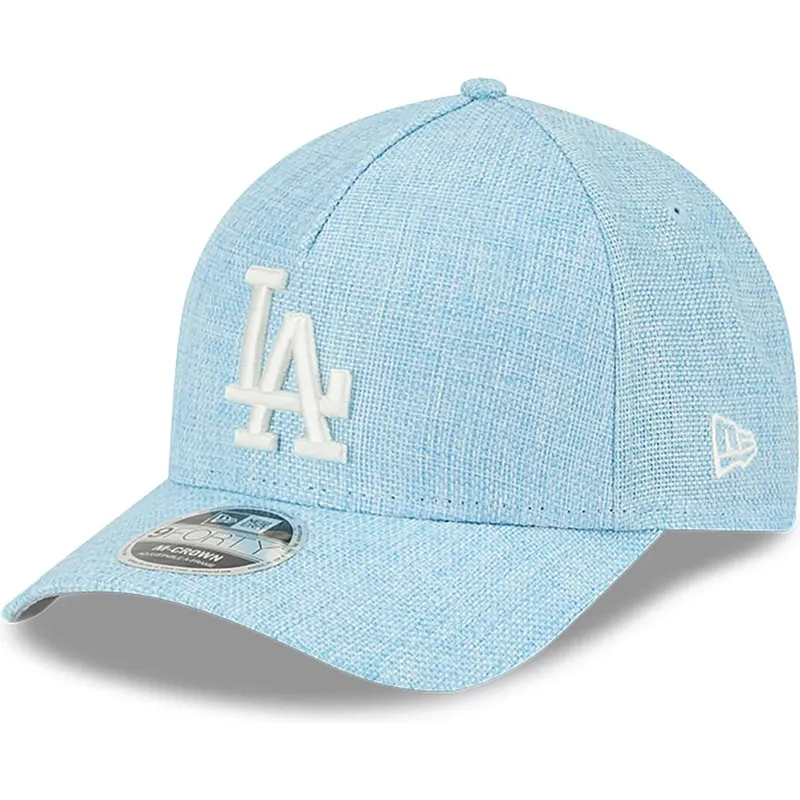 lysebla-snapback-kasket-med-buet-skygge-9forty-m-crown-a-frame-cotton-weave-fra-los-angeles-dodgers-mlb-fra-new-era
