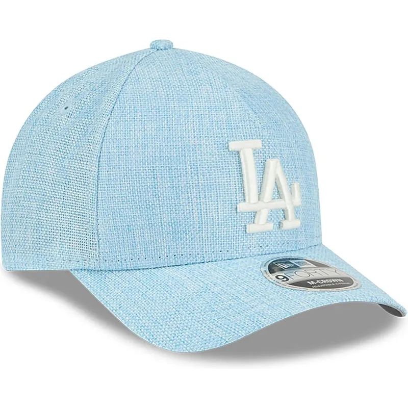 lysebla-snapback-kasket-med-buet-skygge-9forty-m-crown-a-frame-cotton-weave-fra-los-angeles-dodgers-mlb-fra-new-era