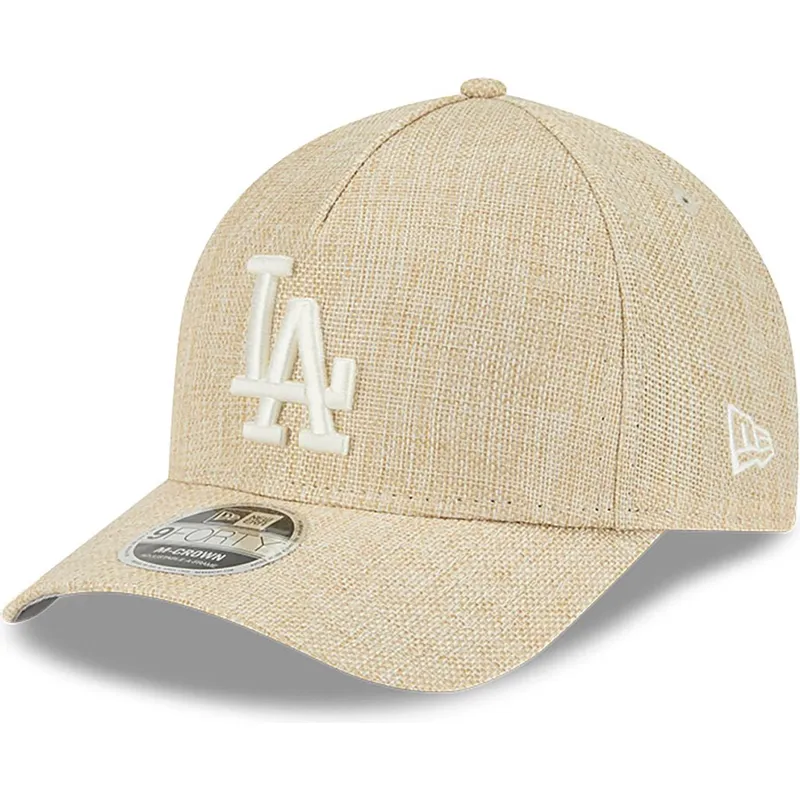 beige-buet-snapback-kasket-9forty-m-crown-a-frame-cotton-weave-fra-los-angeles-dodgers-mlb-fra-new-era