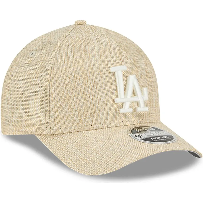 beige-buet-snapback-kasket-9forty-m-crown-a-frame-cotton-weave-fra-los-angeles-dodgers-mlb-fra-new-era