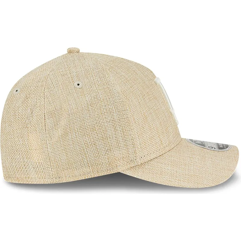beige-buet-snapback-kasket-9forty-m-crown-a-frame-cotton-weave-los-angeles-dodgers-mlb-fra-new-era
