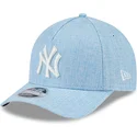 lysebla-snapback-kasket-med-buet-skygge-9forty-m-crown-a-frame-cotton-weave-fra-new-york-yankees-mlb-fra-new-era