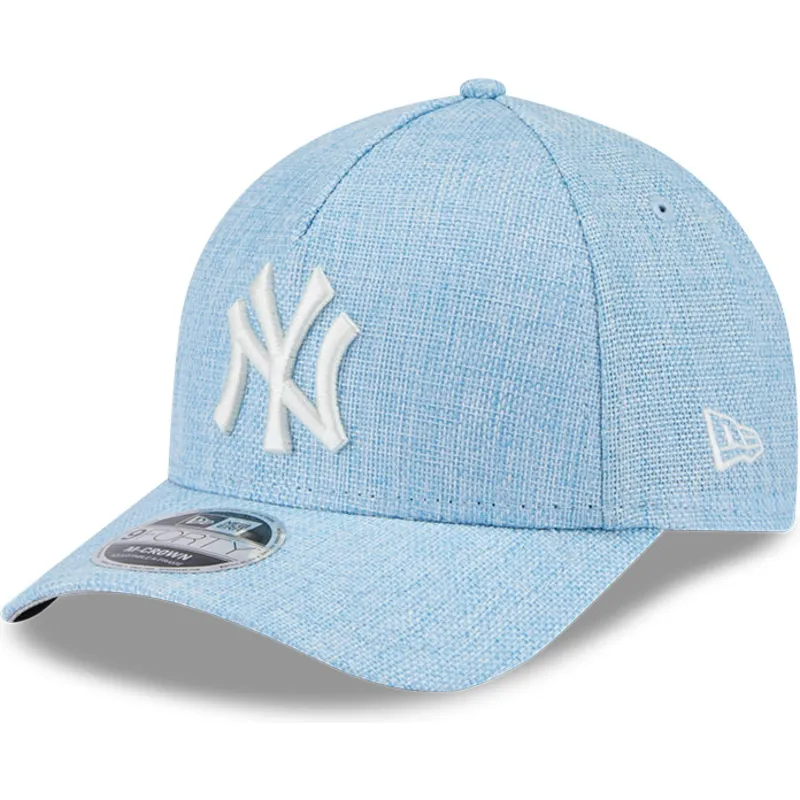 lysebla-snapback-kasket-med-buet-skygge-9forty-m-crown-a-frame-cotton-weave-fra-new-york-yankees-mlb-fra-new-era