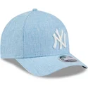 lysebla-snapback-kasket-med-buet-skygge-9forty-m-crown-a-frame-cotton-weave-fra-new-york-yankees-mlb-fra-new-era