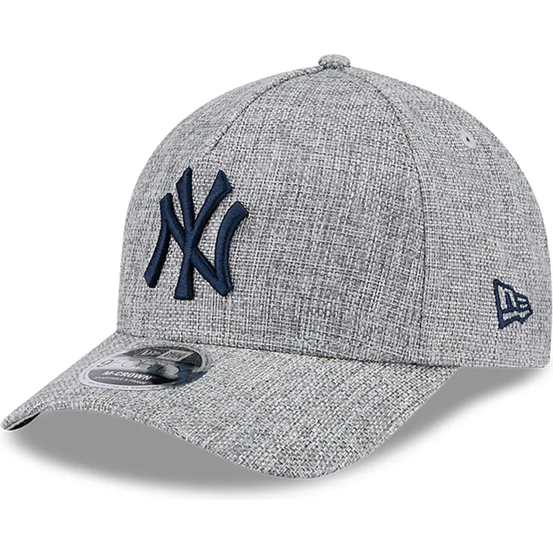 gra-curved-snapback-kasket-med-marineblat-logo-9forty-m-crown-a-frame-cotton-weave-fra-new-york-yankees-mlb-fra-new-era