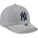 gra-curved-snapback-kasket-med-marineblat-logo-9forty-m-crown-a-frame-cotton-weave-fra-new-york-yankees-mlb-fra-new-era