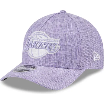 Violet 9FORTY M-Crown A Frame Cotton Weave snapback med buet skygge fra Los Angeles Lakers NBA af New Era