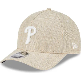 Beige kurvet snapback 9FORTY M-Crown A Frame Cotton Weave fra Philadelphia Phillies MLB af New Era