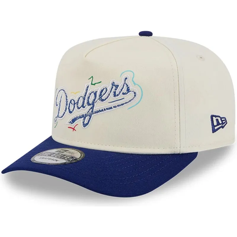 hvid-og-bla-buet-snapback-kasket-golfer-team-scribble-fra-los-angeles-dodgers-mlb-fra-new-era