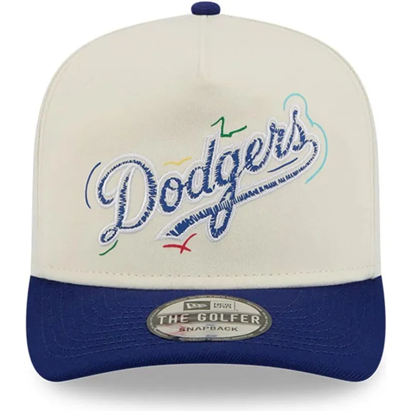 hvid-og-bla-buet-snapback-kasket-golfer-team-scribble-fra-los-angeles-dodgers-mlb-fra-new-era