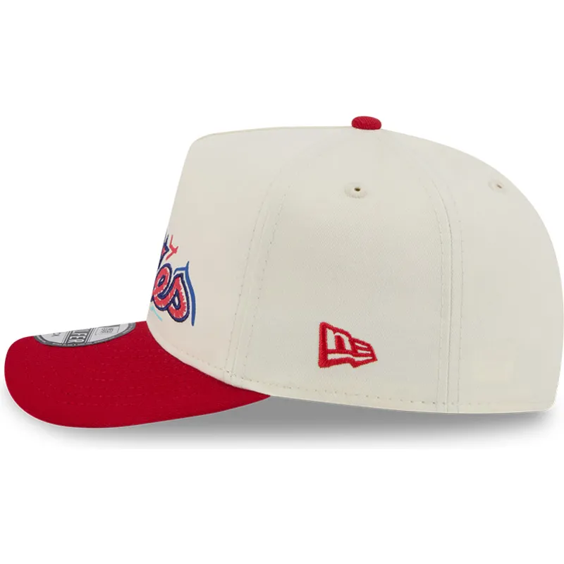 hvid-og-rod-curved-snapback-kasket-golfer-team-scribble-fra-philadelphia-phillies-mlb-fra-new-era