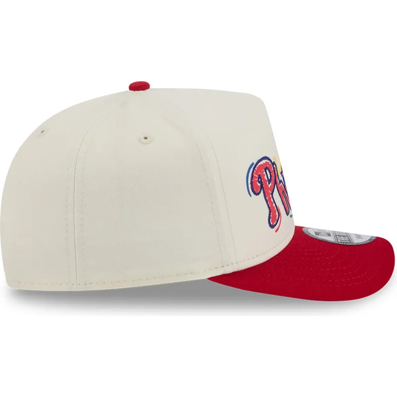 hvid-og-rod-curved-snapback-kasket-golfer-team-scribble-fra-philadelphia-phillies-mlb-fra-new-era