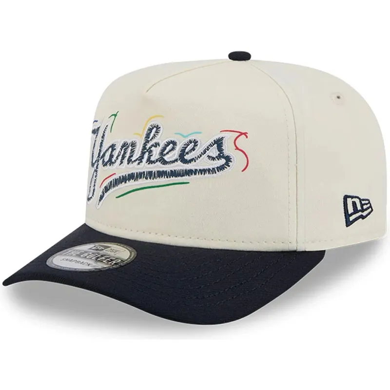 hvid-og-sort-buet-snapback-kasket-golfer-team-scribble-fra-new-york-yankees-mlb-fra-new-era