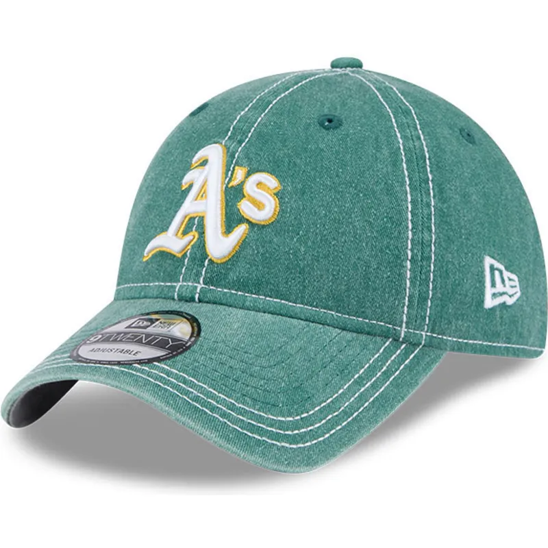 gron-justerbar-curved-kasket-9twenty-washed-contrast-fra-oakland-athletics-mlb-fra-new-era