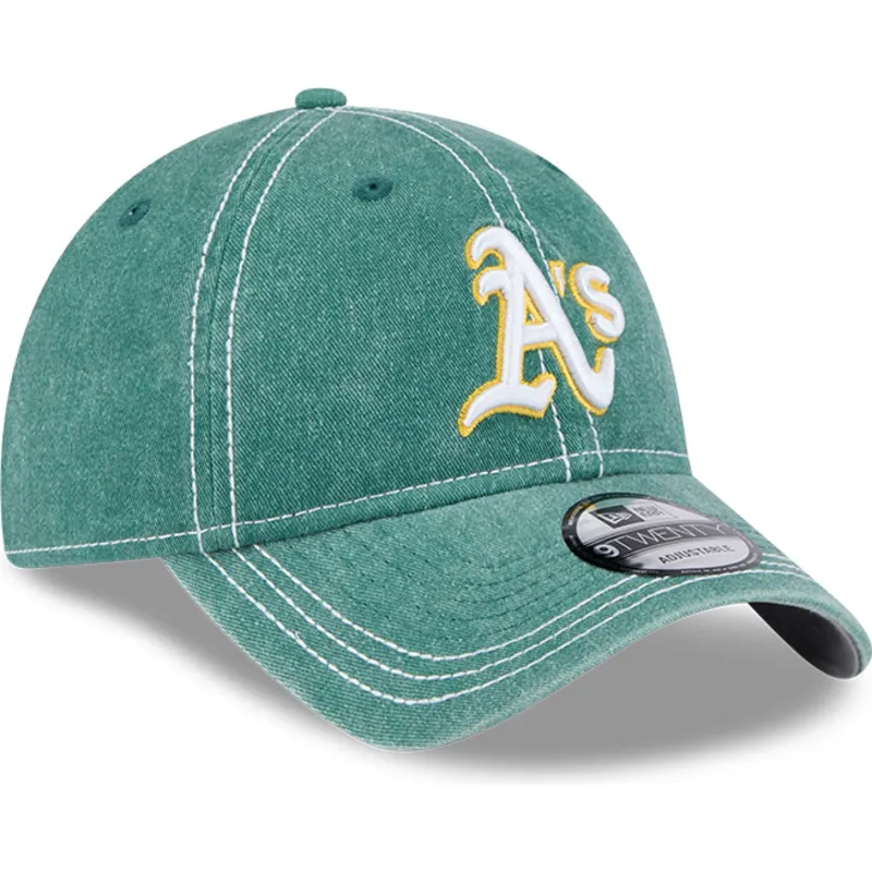 gron-justerbar-curved-kasket-9twenty-washed-contrast-fra-oakland-athletics-mlb-fra-new-era
