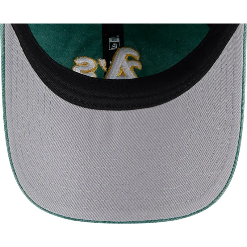 gron-justerbar-curved-kasket-9twenty-washed-contrast-fra-oakland-athletics-mlb-fra-new-era