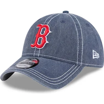 Justerbar blå krummet kasket 9TWENTY Washed Contrast fra Boston Red Sox MLB af New Era