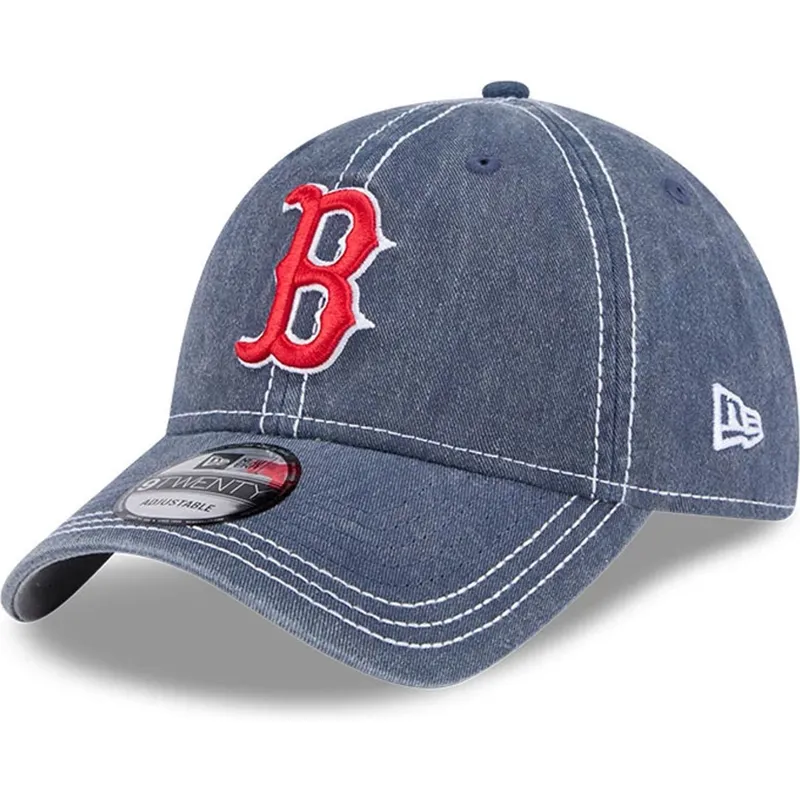 bla-justerbar-buet-kasket-9twenty-washed-contrast-fra-boston-red-sox-mlb-fra-new-era