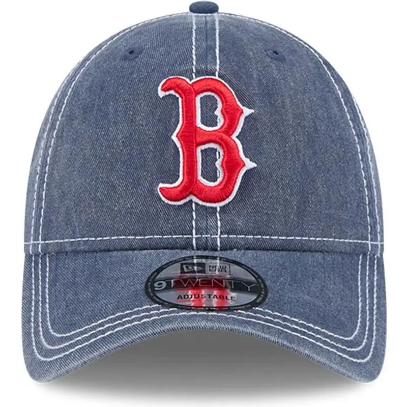bla-justerbar-buet-kasket-9twenty-washed-contrast-fra-boston-red-sox-mlb-fra-new-era