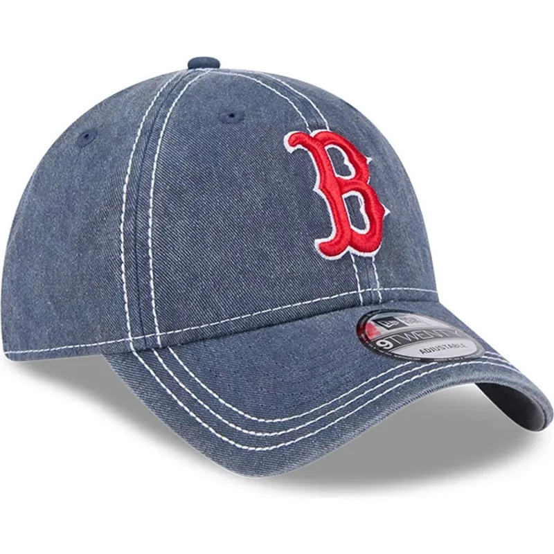 bla-justerbar-buet-kasket-9twenty-washed-contrast-fra-boston-red-sox-mlb-fra-new-era