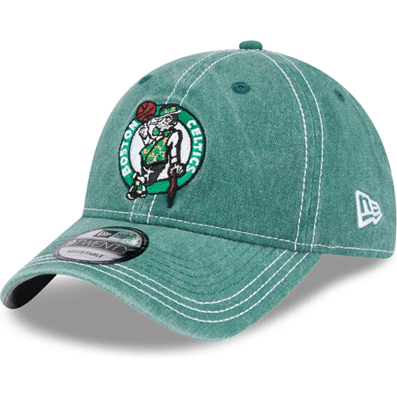 gron-justerbar-kurvet-kasket-9twenty-washed-contrast-fra-boston-celtics-nba-fra-new-era