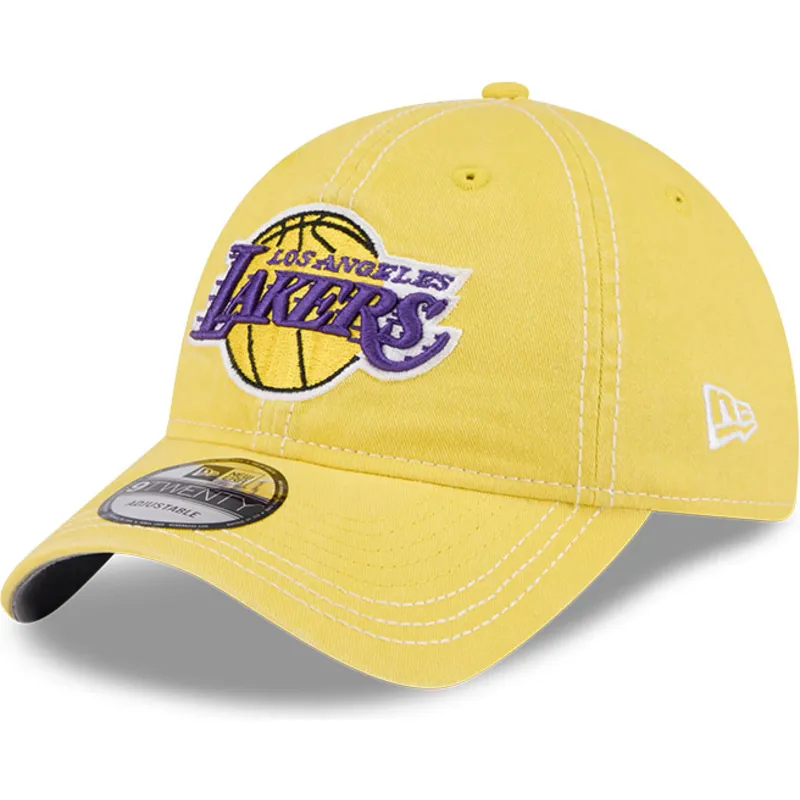 gul-buet-justerbar-9twenty-washed-contrast-kasket-fra-los-angeles-lakers-nba-fra-new-era