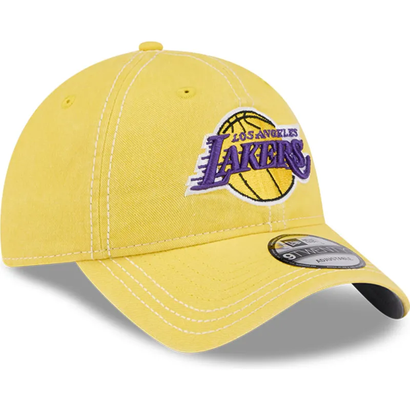 gul-buet-justerbar-9twenty-washed-contrast-kasket-fra-los-angeles-lakers-nba-fra-new-era