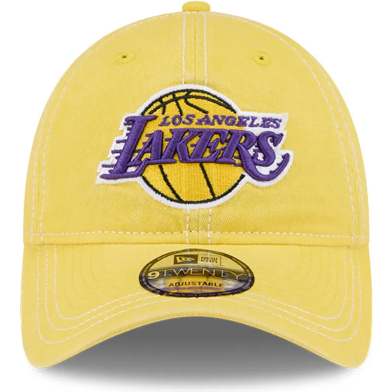 gul-buet-justerbar-9twenty-washed-contrast-kasket-fra-los-angeles-lakers-nba-fra-new-era