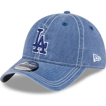 Justerbar blå krum kasket med blåt logo 9TWENTY Washed Contrast fra Los Angeles Dodgers MLB af New Era