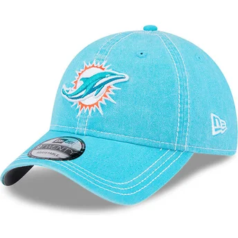 Justerbar blå krummet kasket 9TWENTY Washed Contrast fra Miami Dolphins NFL fra New Era