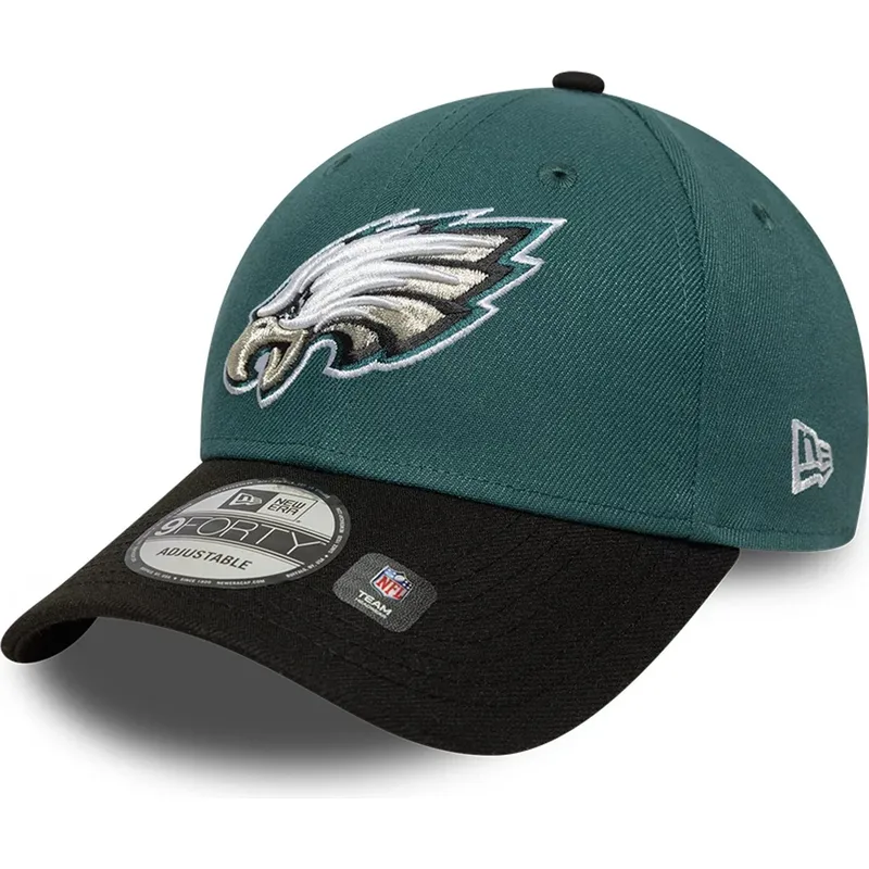 gron-og-sort-justerbar-kurvet-kasket-9forty-the-league-fra-philadelphia-eagles-nfl-fra-new-era