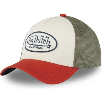 Beige, grøn og rød TERRY07 trucker kasket fra Von Dutch