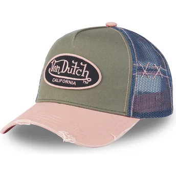 Grøn, blå og pink brugt 03 trucker-kasket fra Von Dutch