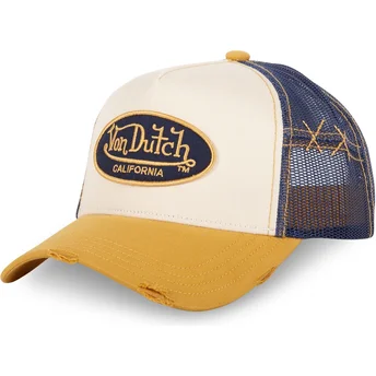 Beige, blå og gul brugt Von Dutch trucker kasket 05