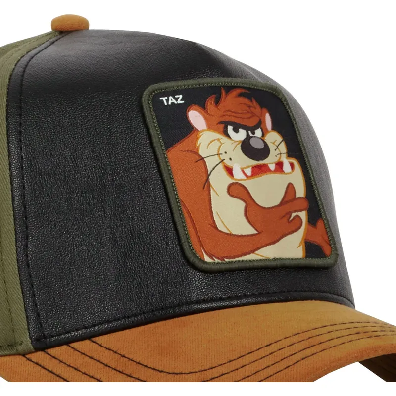 buet-sort-gron-og-brun-snapback-kasket-tasmansk-djaevel-loo10-taz-looney-tunes-fra-capslab