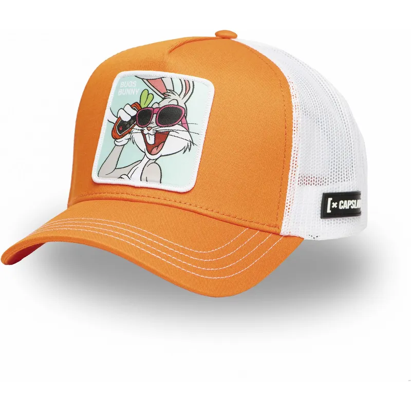 trucker-kasket-orange-og-hvid-bugs-bunny-loo11-bug2-looney-tunes-fra-capslab