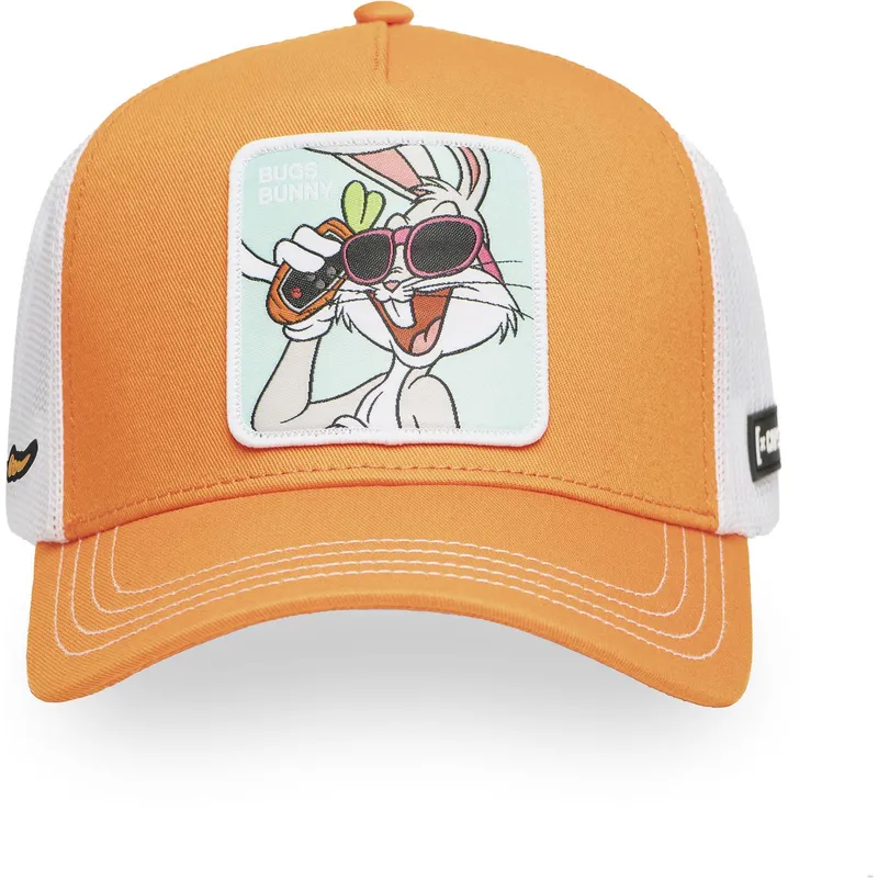 trucker-kasket-orange-og-hvid-bugs-bunny-loo11-bug2-looney-tunes-fra-capslab