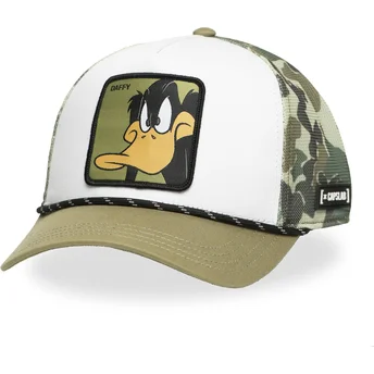 Hvid og Camouflage Trucker Cap med Daffy Duck LOO11 CAM Looney Tunes fra Capslab