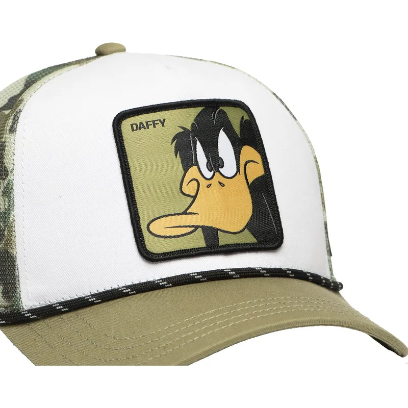 hvid-og-camouflage-trucker-kasket-daffy-duck-loo11-cam-looney-tunes-fra-capslab