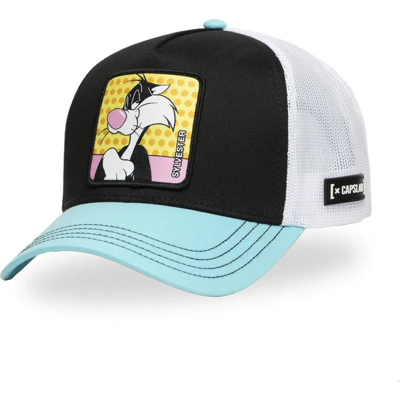 trucker-kasket-sort-hvid-og-bla-silvestre-loo11-syl-looney-tunes-fra-capslab