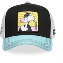 trucker-kasket-sort-hvid-og-bla-silvestre-loo11-syl-looney-tunes-fra-capslab
