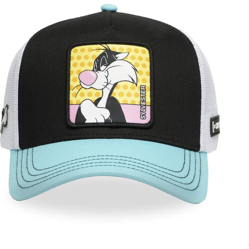 trucker-kasket-sort-hvid-og-bla-silvestre-loo11-syl-looney-tunes-fra-capslab
