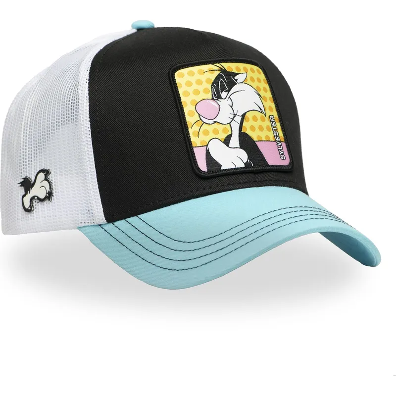 trucker-kasket-sort-hvid-og-bla-silvestre-loo11-syl-looney-tunes-fra-capslab