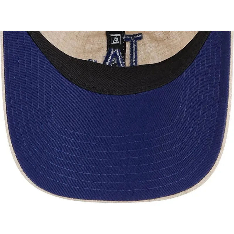 buet-beige-justerbar-kasket-med-blat-logo-9twenty-linen-spring-training-fan-pack-2025-fra-los-angeles-dodgers-mlb-fra-new-era