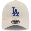 buet-beige-justerbar-kasket-med-blat-logo-9twenty-linen-spring-training-fan-pack-2025-fra-los-angeles-dodgers-mlb-fra-new-era
